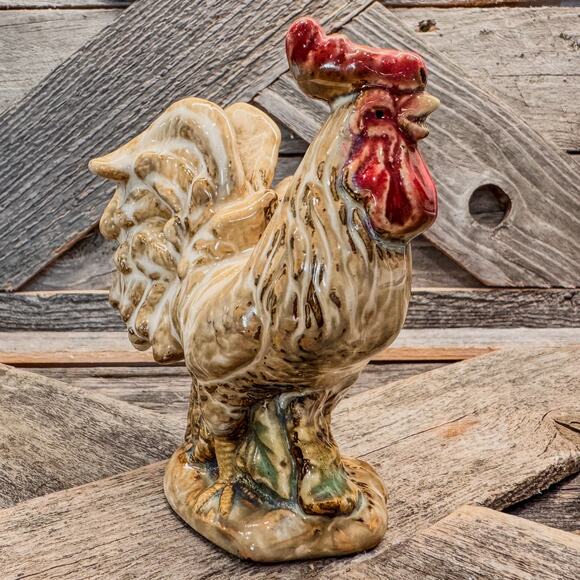 Vintage Hand Painted Glazed Ceramic Rooster with Sunflowers-Farmhouse-4.75” Tall - Picture 10 of 10